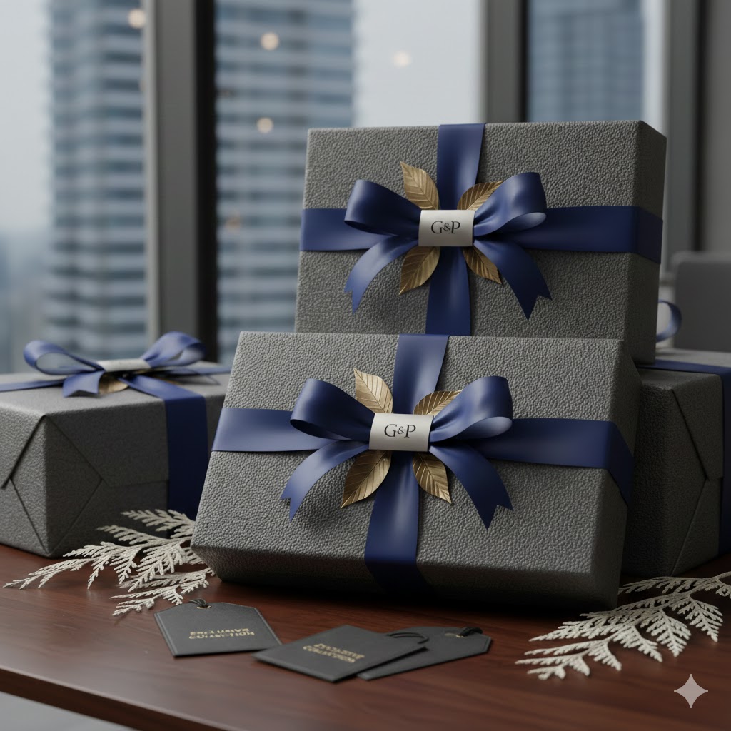 Luxury corporate gift wrapping with premium materials